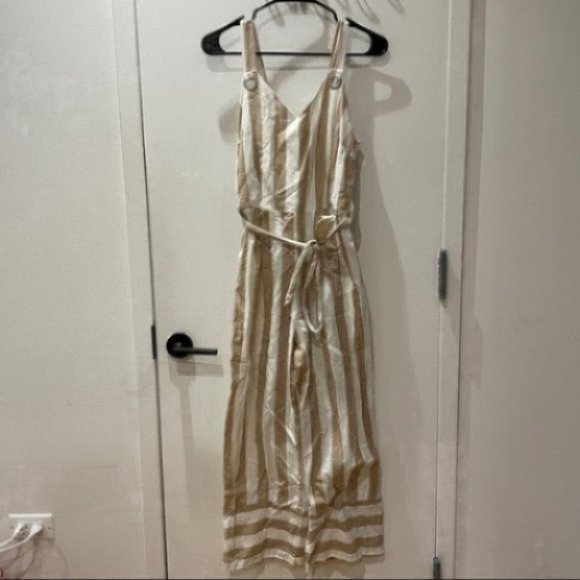 Japna Wide Stripe Jumpsuit in Taupe - Picture 4 of 7